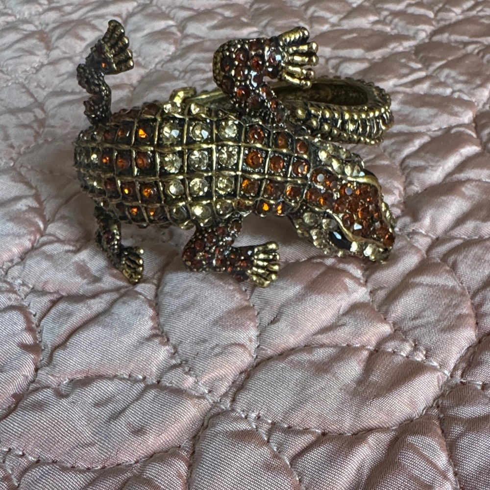 Lizard cuff bracelet, gold and amber colored